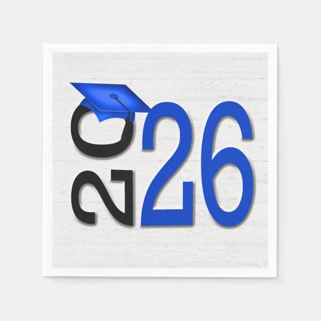 Graduation 2025 Blue and Black On Wood  Napkin (Front)