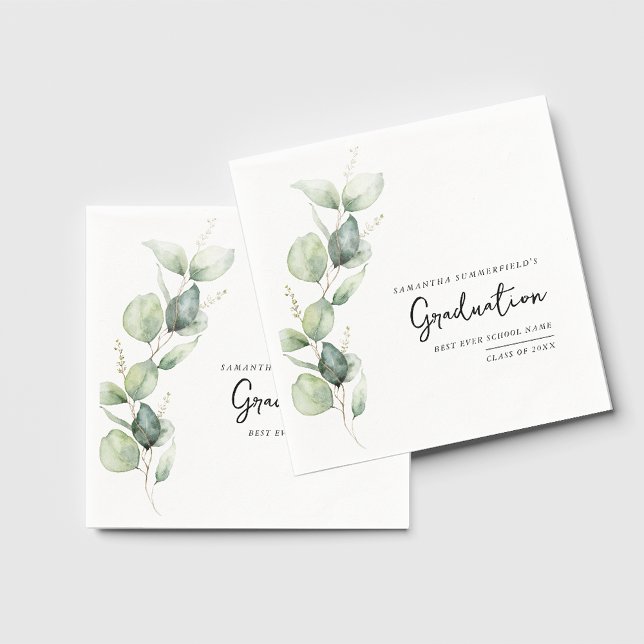 Graduation 2025 Eucalyptus Botanical Paper Napkin (Graduation 2025 Eucalyptus Botanical Paper Napkins)