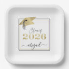 Graduation 2025 Faux Metallic Gold Cap Black