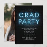 Graduation 2025 Grad Photo Blue Neon Party