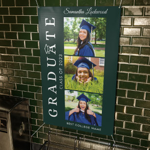 Graduation 2025 Grad Photo Green and White Banner