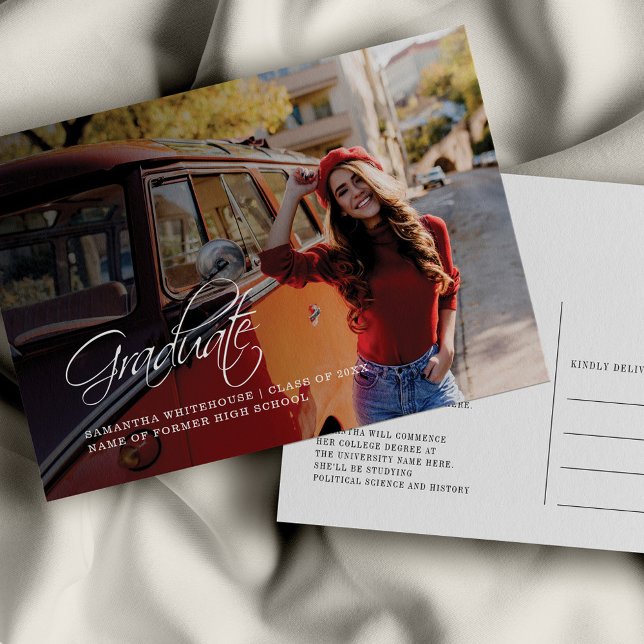 Graduation 2025 Grad Photo Modern College Announcement Postcard (Creator Uploaded)