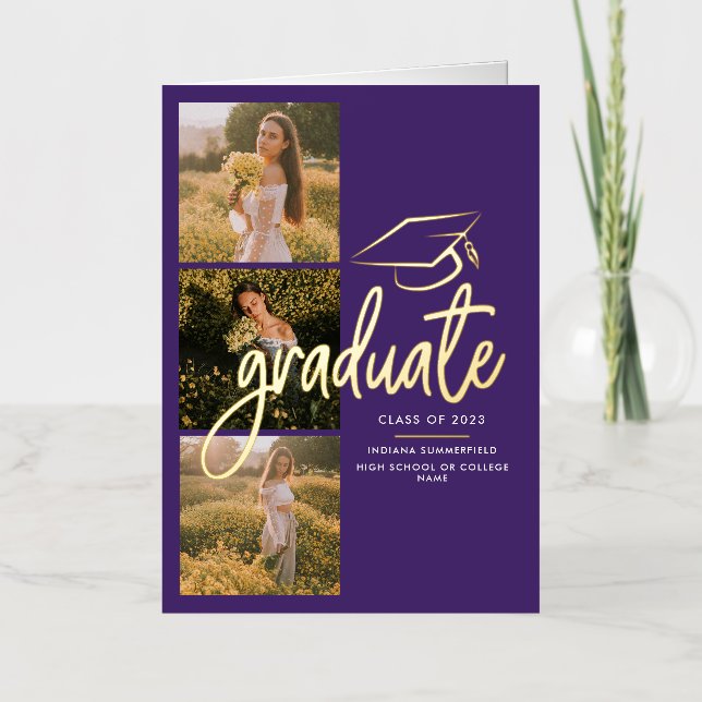 Graduation 2025 Grad Photos Gold Foil Announcement (Front)