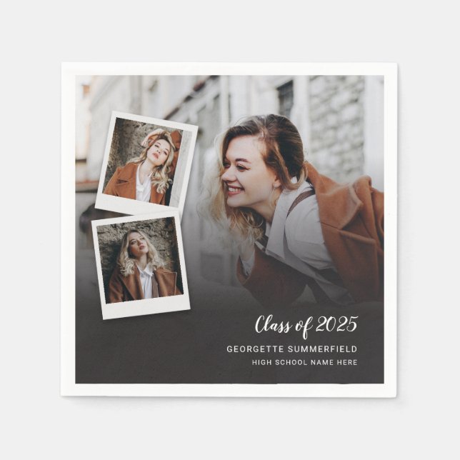 Graduation 2025 Grad Photos Party Paper Napkin (Front)