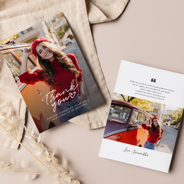 Graduation 2025 Graduate Photos Thank You Card (Graduation 2025 Graduate Photos Thank You Note Card)