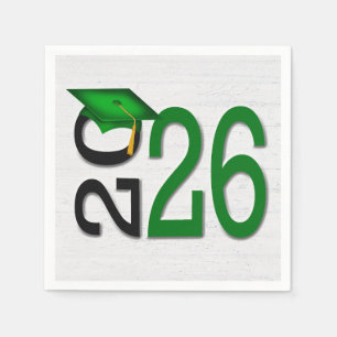 Graduation 2025 Green and Black On Wood  Napkin
