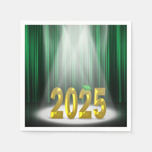 Graduation 2025 Green and Gold School Colours  Napkin (Front)