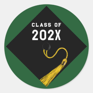 Graduation 2025 Green Classic Round Sticker