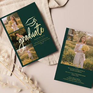 Graduation 2025 Green Photo Gold Foil Announcement