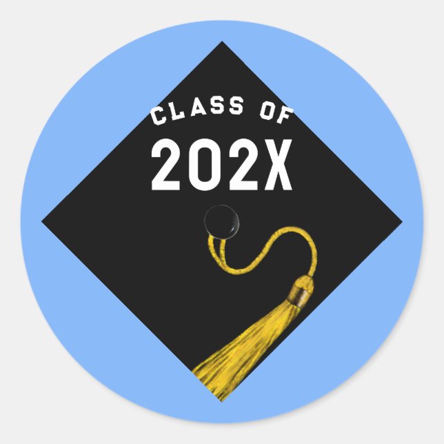 Graduation 2025 Light Blue Classic Round Sticker (Front)