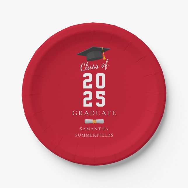Graduation 2025 Minimal Grad Custom Paper Plate (Front)