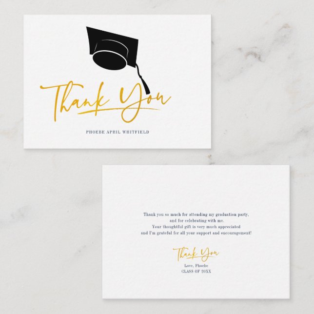Graduation 2025 Modern Grad Script Thank You Card (Front/Back)