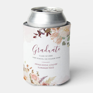 Graduation 2025 Modern Script Floral Grad Can Cooler