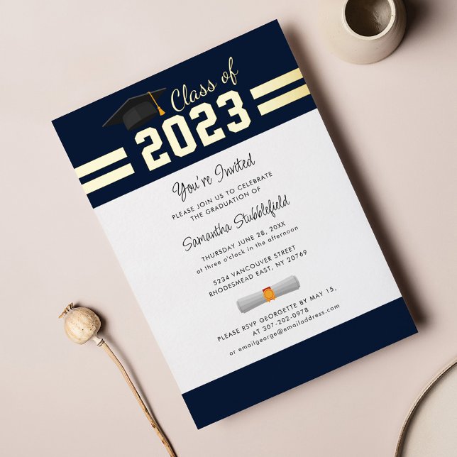 Graduation 2025 Navy Blue College Grad Party Gold (Creator Uploaded)