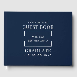 Graduation 2025 Navy Blue Grad Party Guest Book