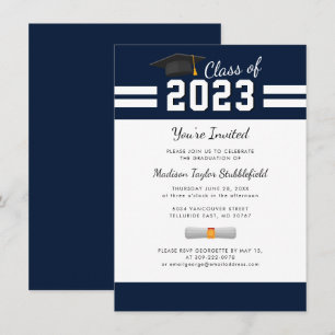 Graduation 2025 Navy Blue Grad Party  Invitation