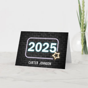 Graduation 2025 Neon Sign On Brick Card