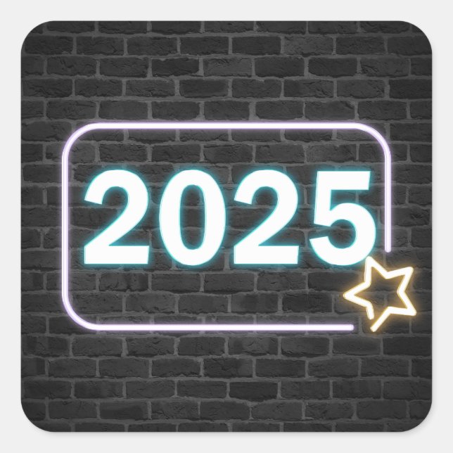 Graduation 2025 Neon Sign On Brick Square Sticker (Front)