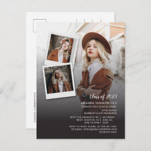 Graduation 2025 Open House Grad Multi Photo Script Invitation Postcard