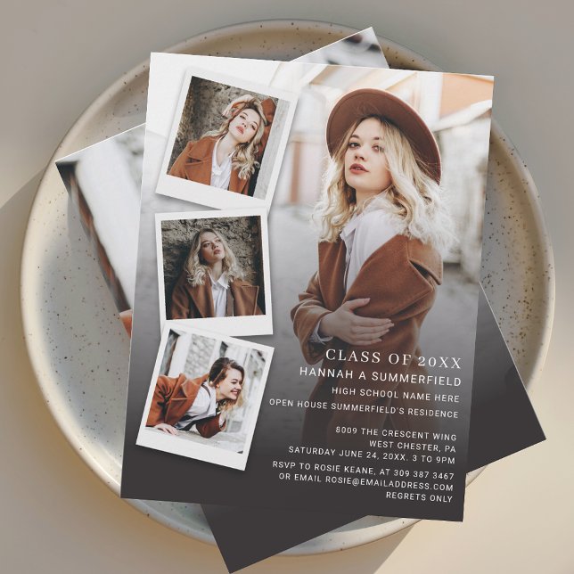 Graduation 2025 Open House Photos Grad Party Invitation (Graduation 2025 Multi Photo Open House Invitation)