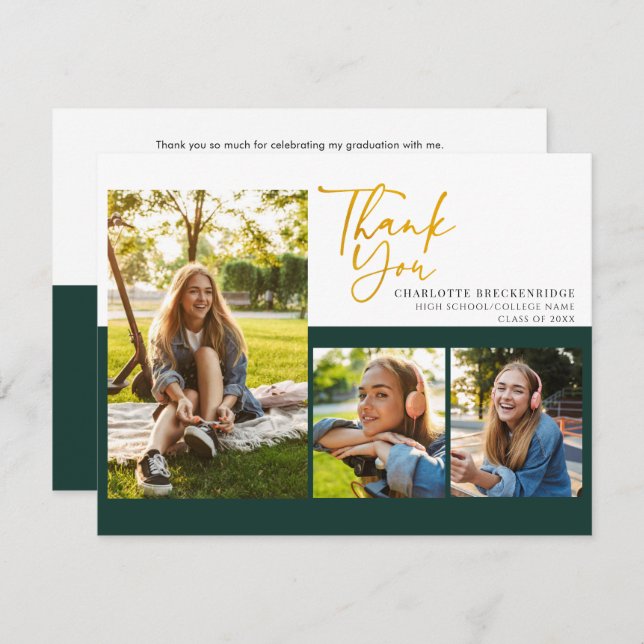 Graduation 2025 Party Photo Thank You Card (Front/Back)