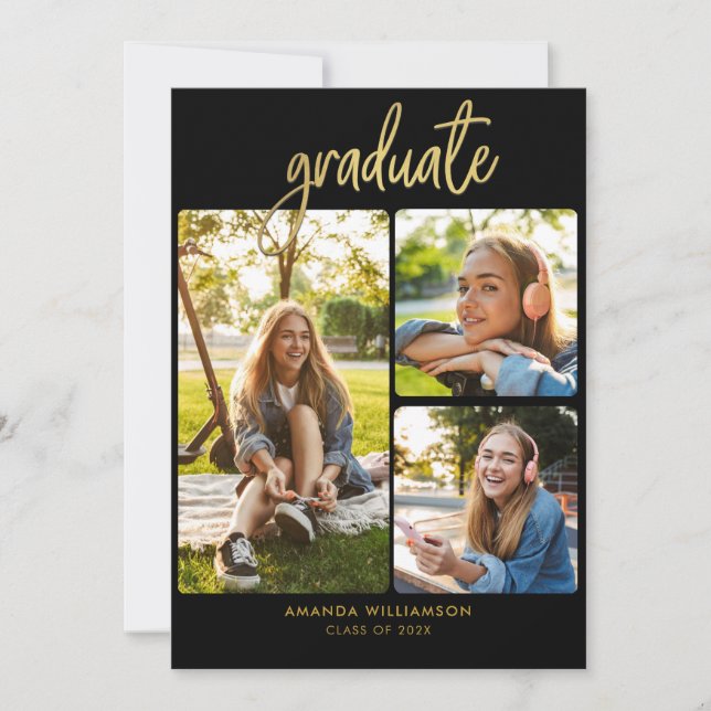 Graduation 2025 Photo Collage Grad Party Invitation (Front)