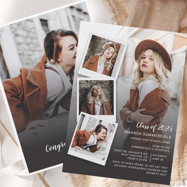 Graduation 2025 Photo Collage Grad Party Invitation (Graduation 2025 Photo Collage Grad Party Invitation)