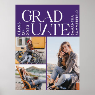 Graduation 2025 Photo Collage Purple Graduate Poster