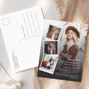 Graduation 2025 Photo Collage Script Grad Party Invitation Postcard