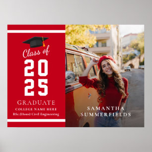 Graduation 2025 Photo Modern Grad Party Poster