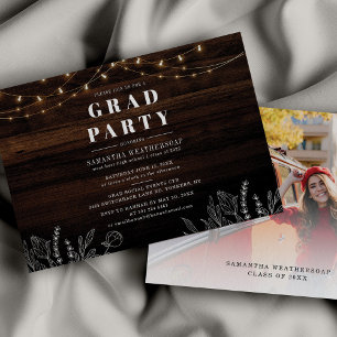 Graduation 2025 Photo Rustic Grad Party Invitation