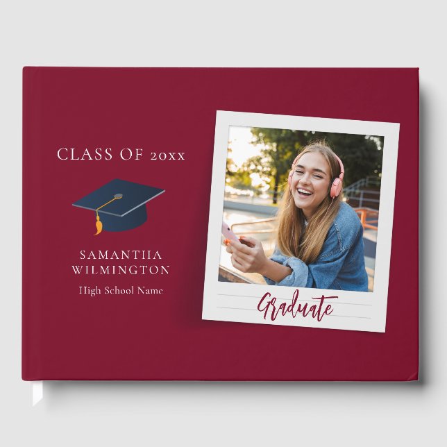 Graduation 2025 Photo Script Grad Party Guest Book (Front)