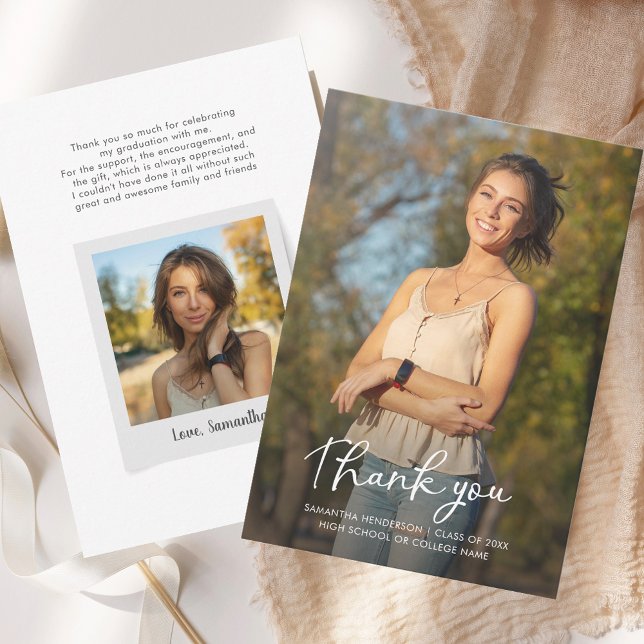 Graduation 2025 Photo Script Graduate Thank You Card (Graduation 2025 Photo Script Graduate Thank You Card)