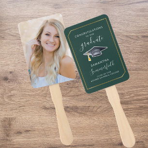 Graduation 2025 Photo Script Green Grad Party Hand Fan