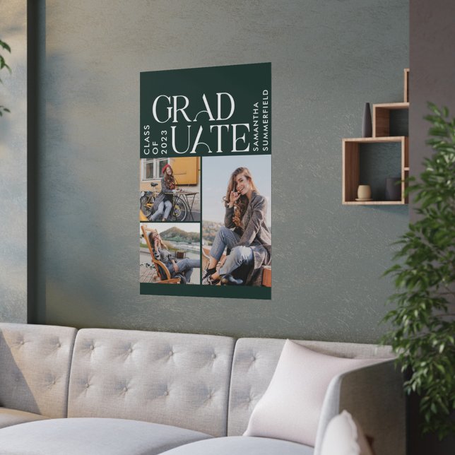 Graduation 2025 Photos Green and White Graduate Poster (Creator Uploaded)