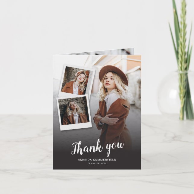 Graduation 2025 Photos Script Graduate Thank You Card (Front)