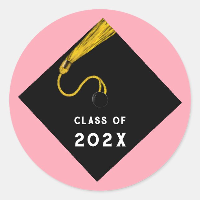 Graduation 2025 Pink Classic Round Sticker (Front)