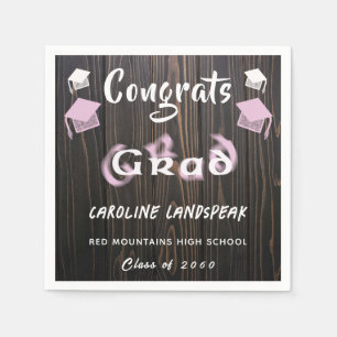 Graduation 2025 Pink & White Blurred Text Napkin