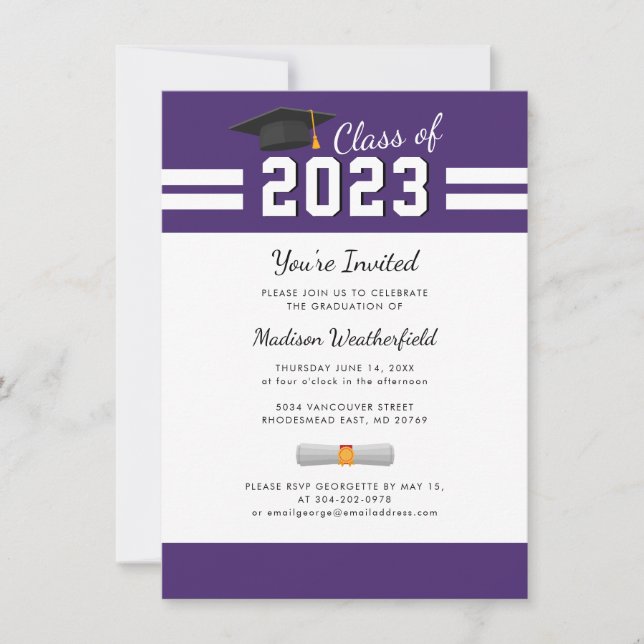 Graduation 2025 Purple Grad Party Invitation (Front)