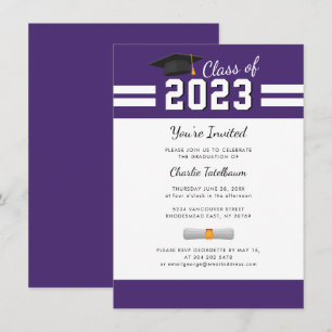 Graduation 2025 Purple White Graduate Party Invitation