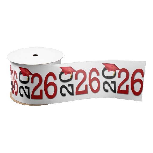 Graduation 2025 Red and Black Satin Ribbon (Spool)