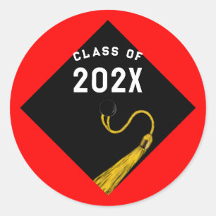 Graduation 2025 Red Classic Round Sticker