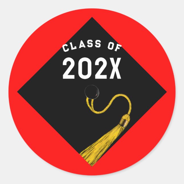 Graduation 2025 Red Classic Round Sticker (Front)