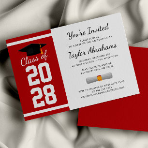 Graduation 2025 Red White Grad Party Invitation