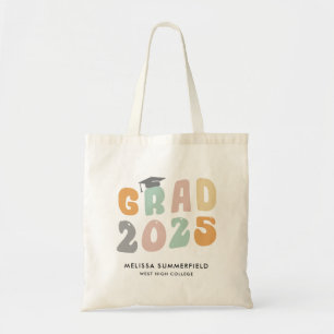 Graduation 2025 Retro Personalised College Grad Tote Bag