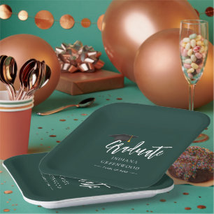 Graduation 2025 Script Green Grad Party Paper Plate