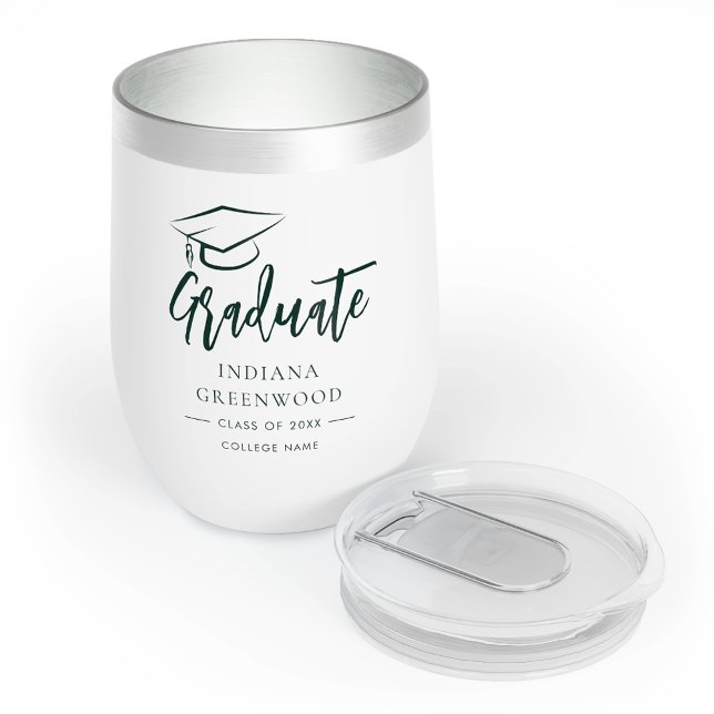Graduation 2025 Script Personalised Grad Green (Graduation 2025 Script Personalized Grad Green Thermal Wine Tumbler)