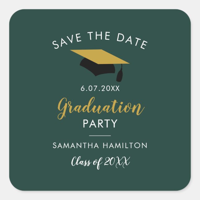 Graduation 2025 Script Save the Date Grad Party Square Sticker (Front)