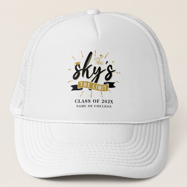 Graduation 2025 Skys the Limit Grad Custom Trucker Hat (Front)