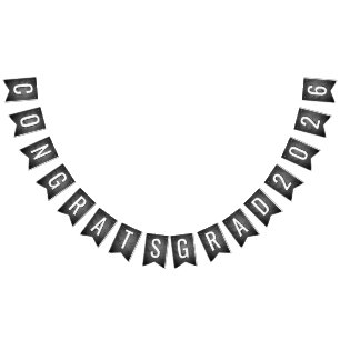 Graduation 2025 Text On Black Slate Bunting